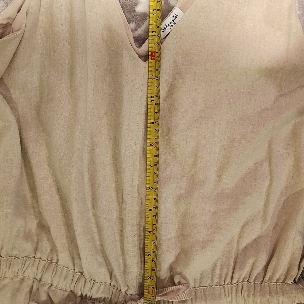 Splendid linen jumpsuit size XL color oatmeal pit to pit 21 in. Inseam 26 1/2 in - Picture 15 of 15